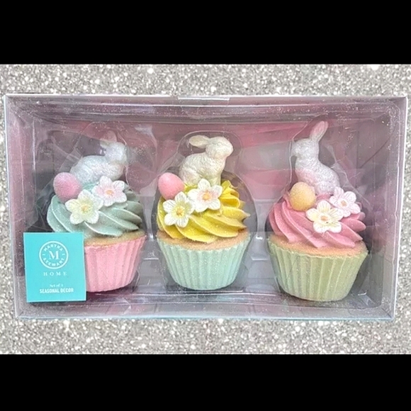 Martha Stewart Other - Martha Stewart Spring Decor Faux Cupcakes Easter Bunny Eggs Pastel Flowers 5.5"